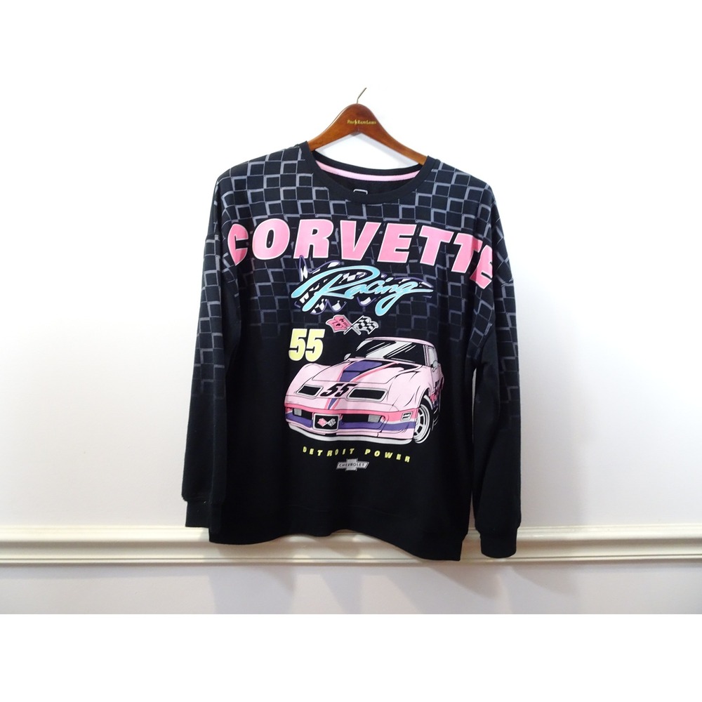 Hybrid Apparel GM Corvette Racing Detroit Power Sweatshirt XXL Black Pink Car